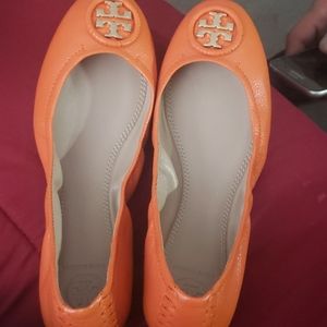 Orange tory burch flats